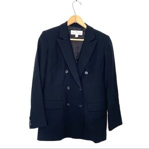 The Studio John Meyer | Dark Blue Wool Double Breasted 2 Piece Skirt Set